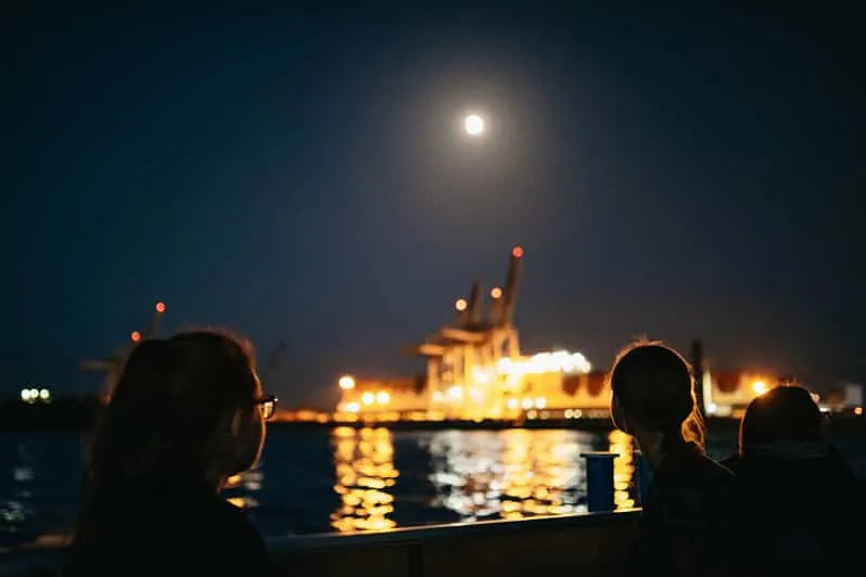 Hamburg esti hajókirándulás lenyűgöző kikötői fényekkel és nevezetességekkel